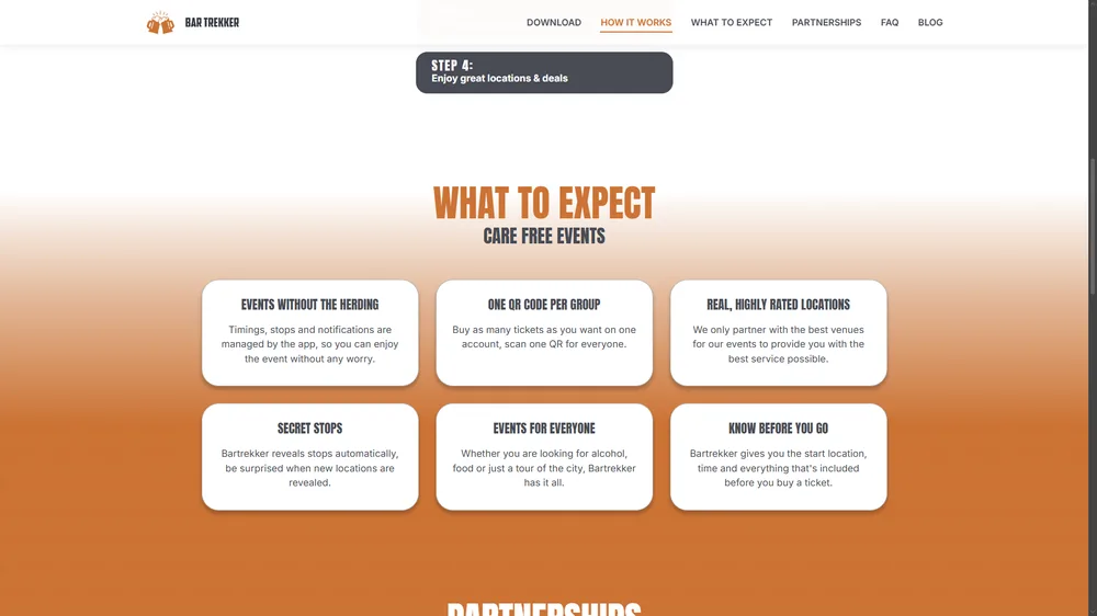 Bartrekker what to expect section