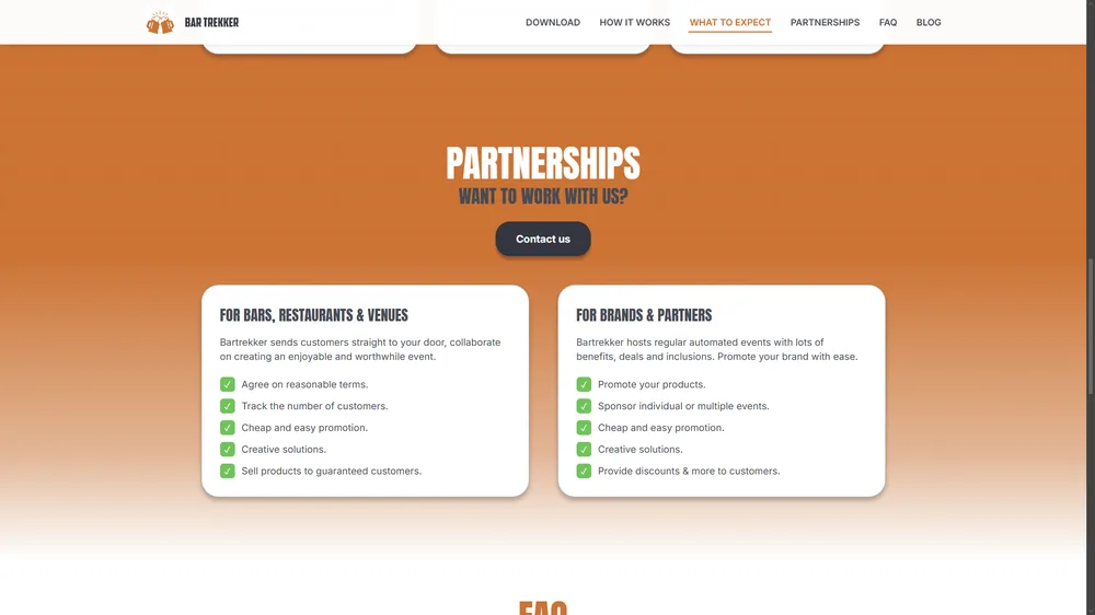 Bartrekker partnerships section