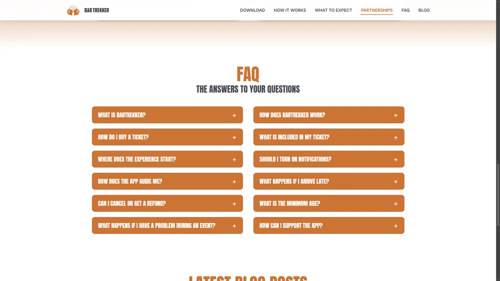Bartrekker FAQ section