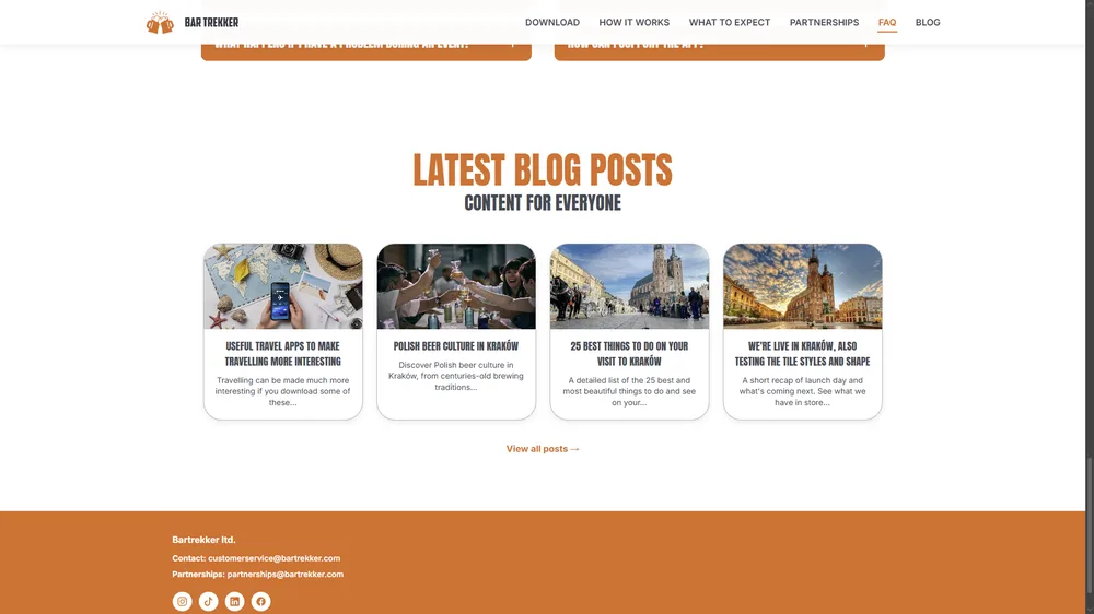 Bartrekker blog listing page