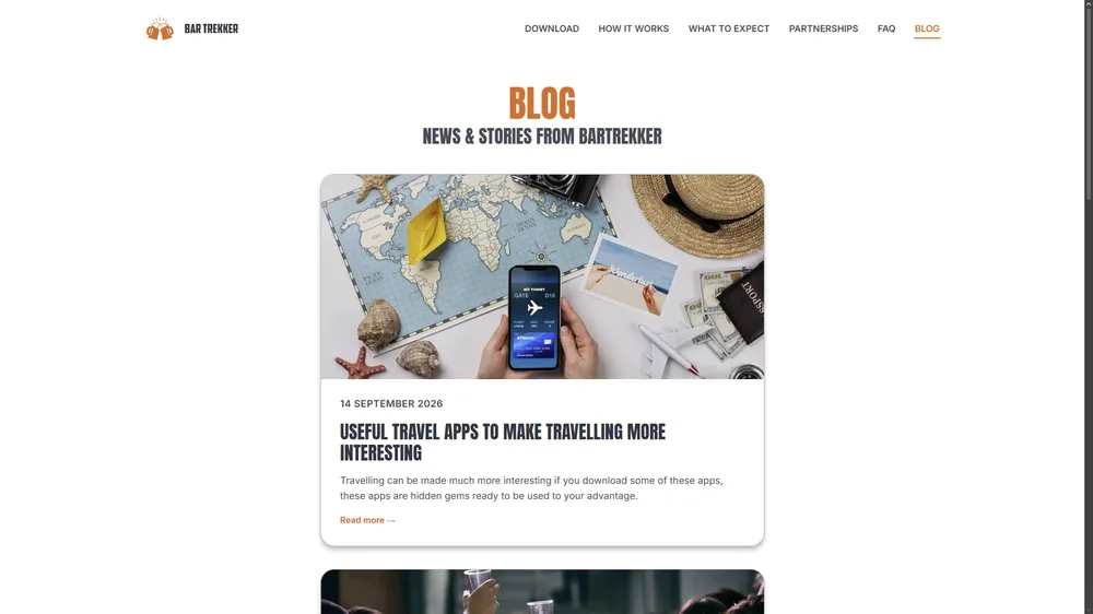 Bartrekker blog post page